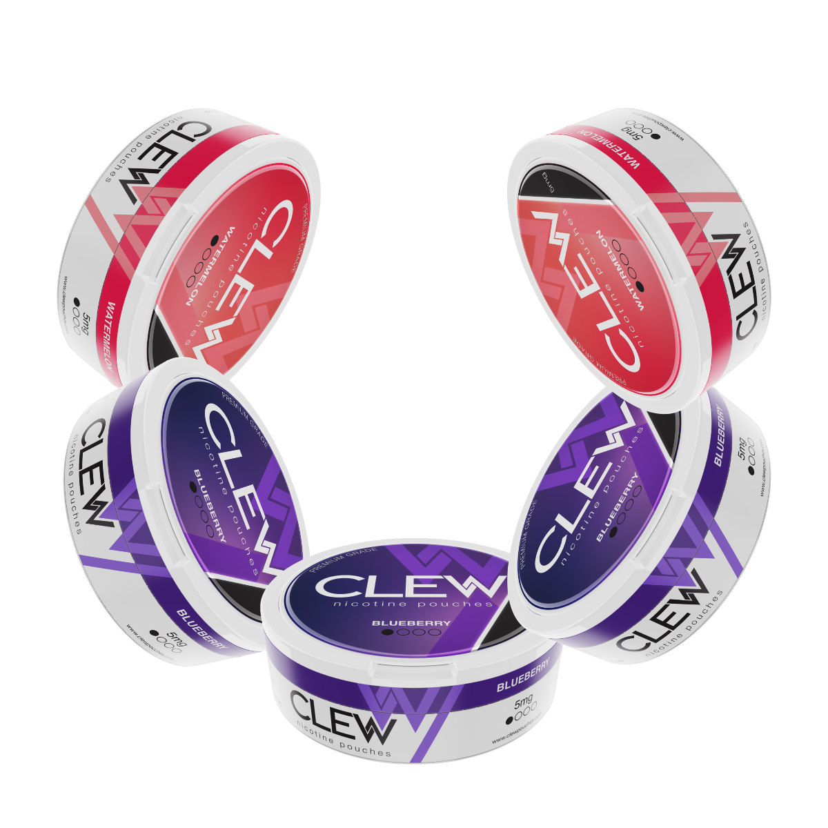 CLEW Nicotine Pouches Fruity Bundle (5 Cans in 5mg)
